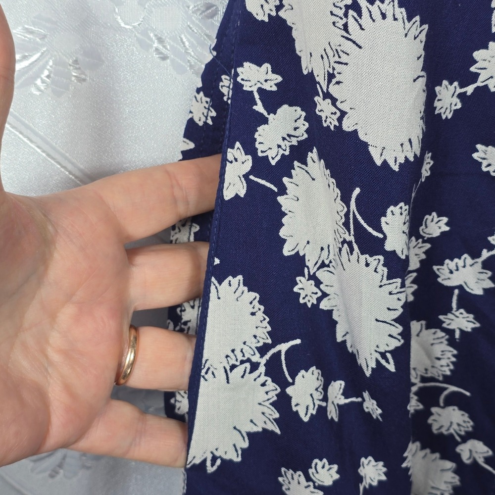 Anthropologie Maeve Motif Floral Midi Dress Size 12 Blue White Short Sleeve Boho - Picture 9 of 14